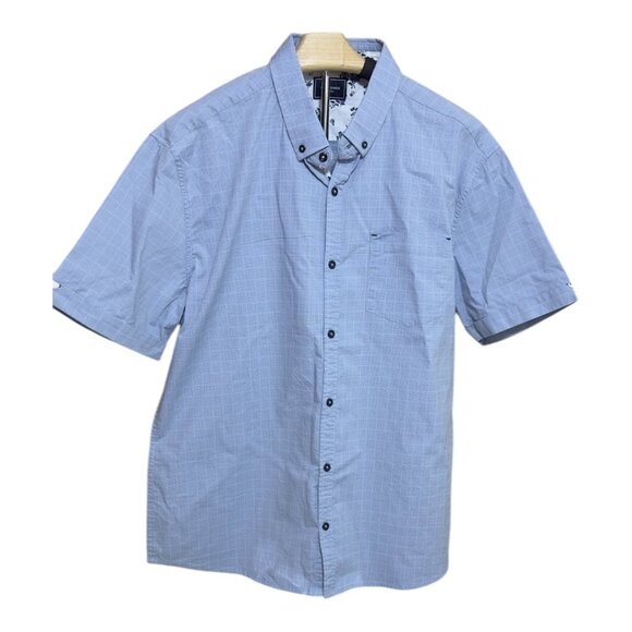 7 Diamonds Men's XL Blue Geometric Slim-Fit Stretch Button-Up Shirt - Picture 1 of 7